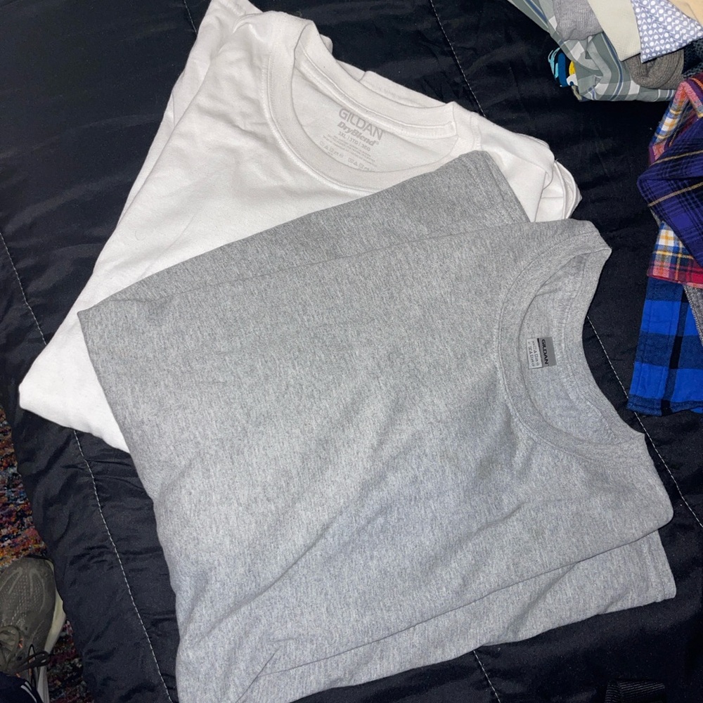Gildan Gray and White DryBlend T-Shirts 3xl